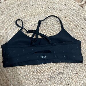 Alo Sports Bra Black with Polka Dots
